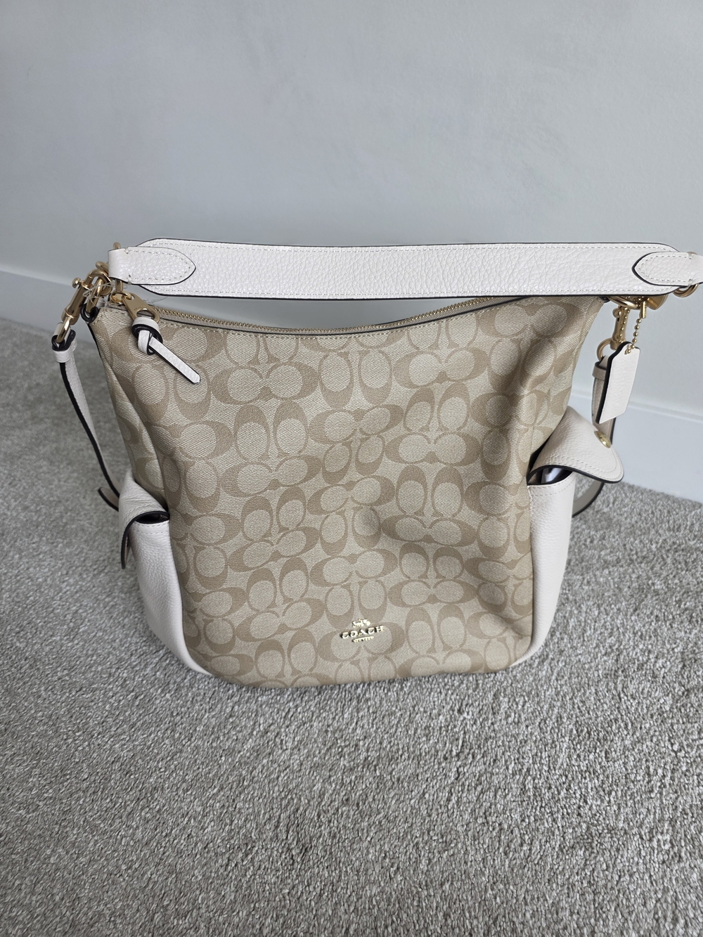 Coach Pennie Shoulder Bag Signature Canvas Light Khaki Chalk NWT C1523